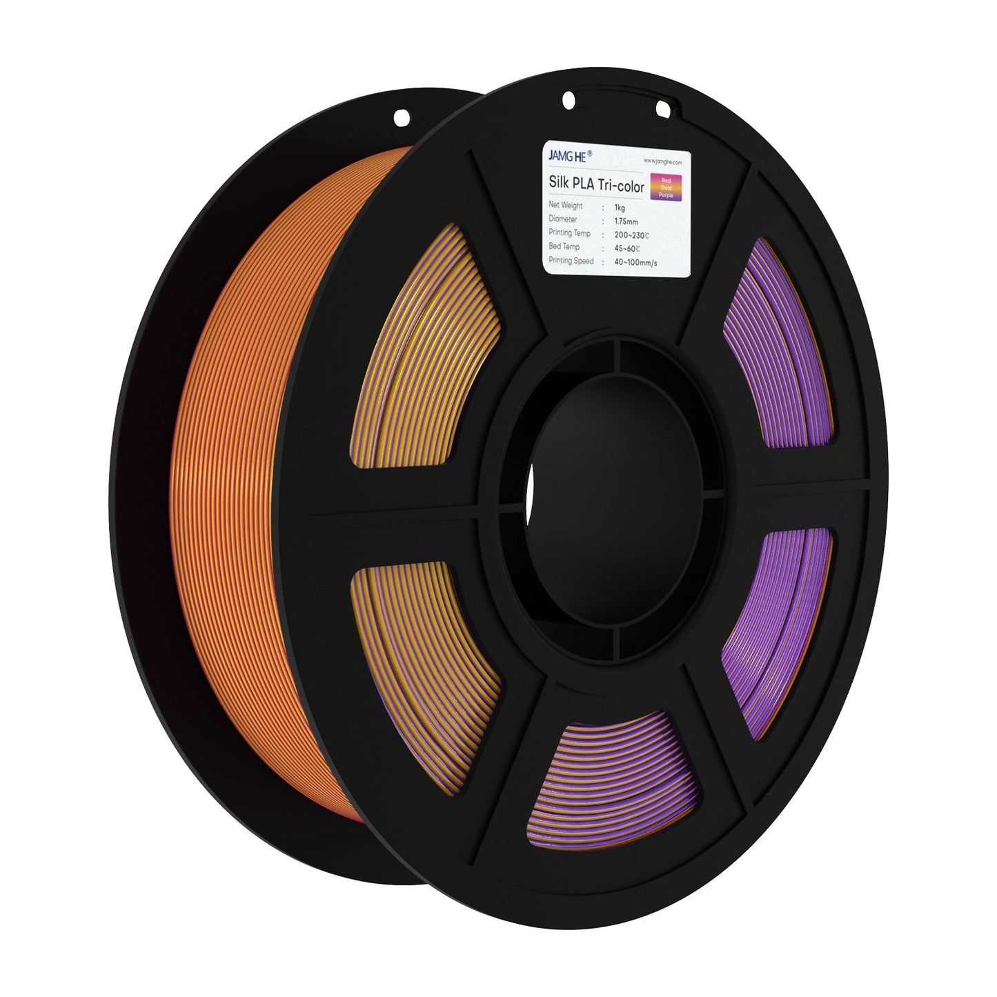 JAMG HE Silk-Tri Colour- Red Gold Purple