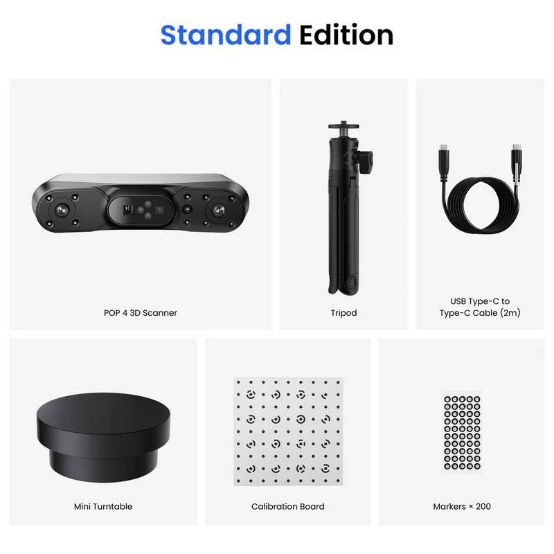 Revopoint Pop 4 (Premium Edition): 5 in 1 Versatile 3D Scanner with Blue Laser & Infrared Light