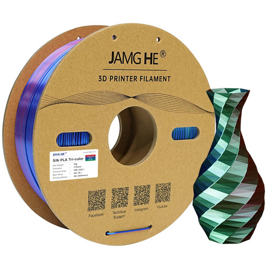 JAMG HE Silk Tri Colour-Red Blue Green