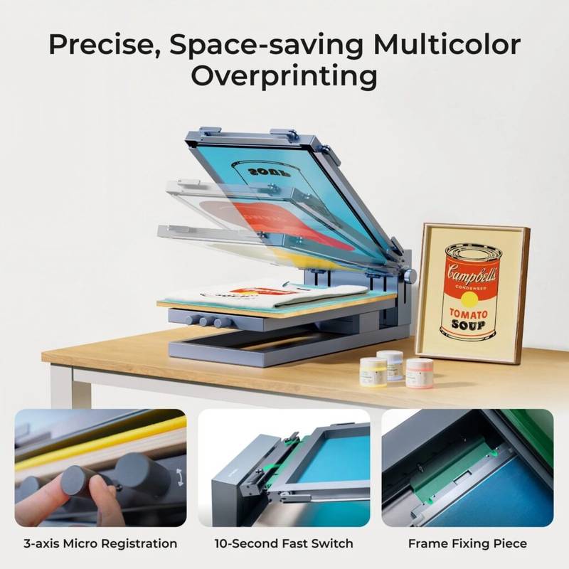xTool Screen Printer 2.0 Basic Kit|Desktop Manual Screen Printing Machine for Fabric, Paper& DIY Projects