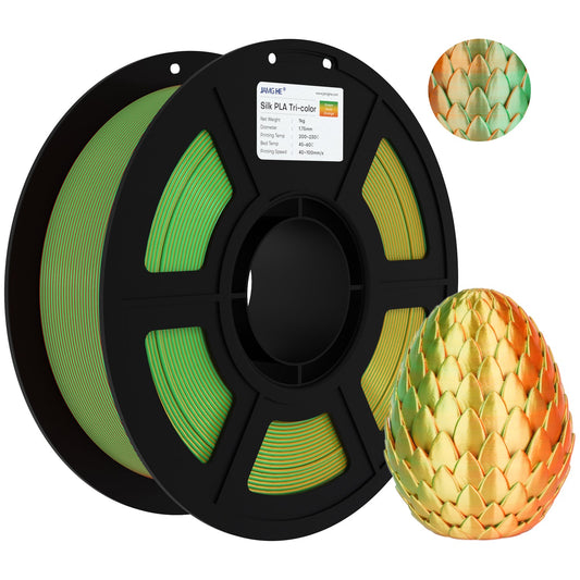 JAMG HE Silk -Tri Colour-Green Gold Orange