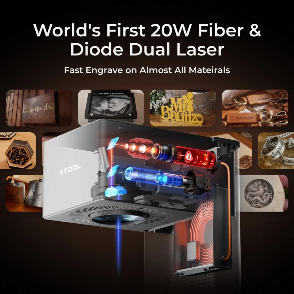 xTool F1 Ultra+Conveyor 20W Fiber & Diode Dual Laser Engraver