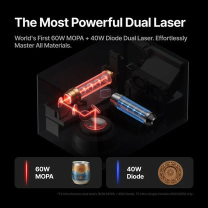 XTool F2Ultra + Conveyor-World’s First Dual-Laser Engraving Machine(60W MOPA+40W Diode)