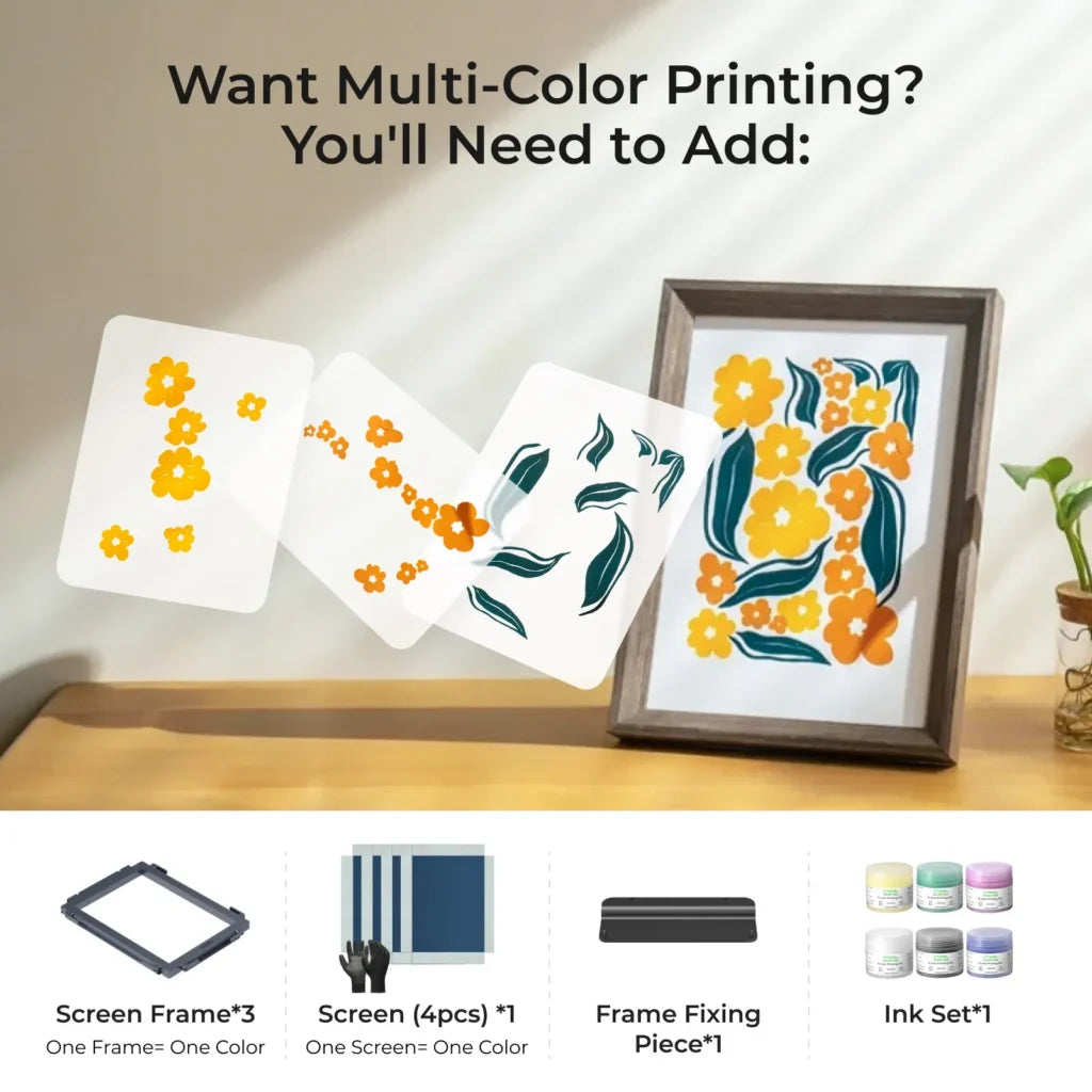 xTool Screen Printer 2.0 Basic Kit|Desktop Manual Screen Printing Machine for Fabric, Paper& DIY Projects